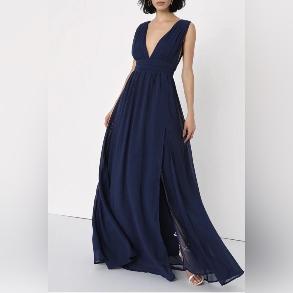 Lulu's Deep Blue Maxi Dress - Picture 1 of 14